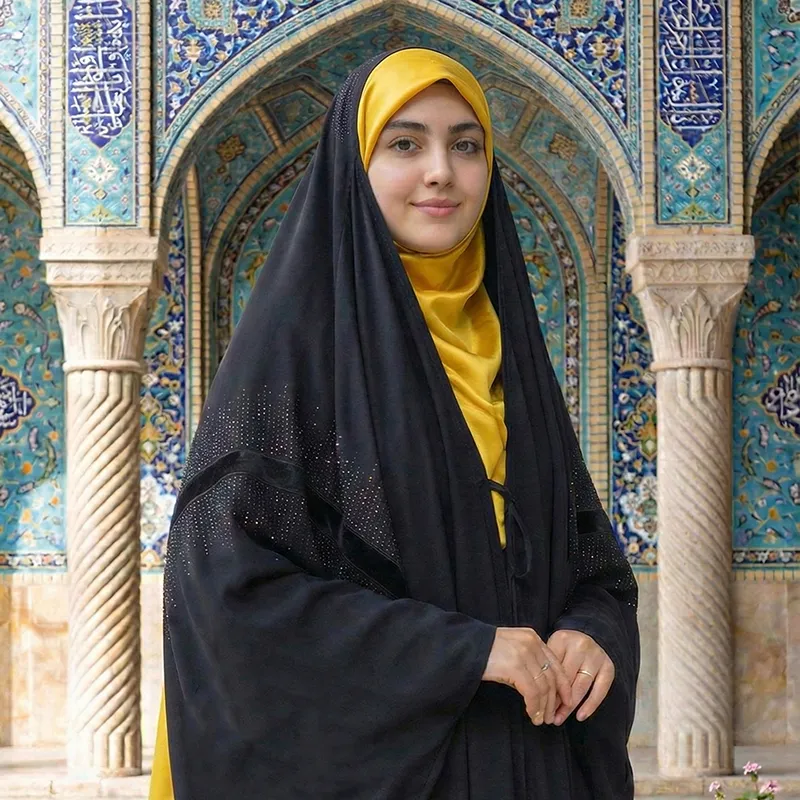 JML00 چادر جده مخمل لاینی نگین دار لوکس برند حجاب الزینب