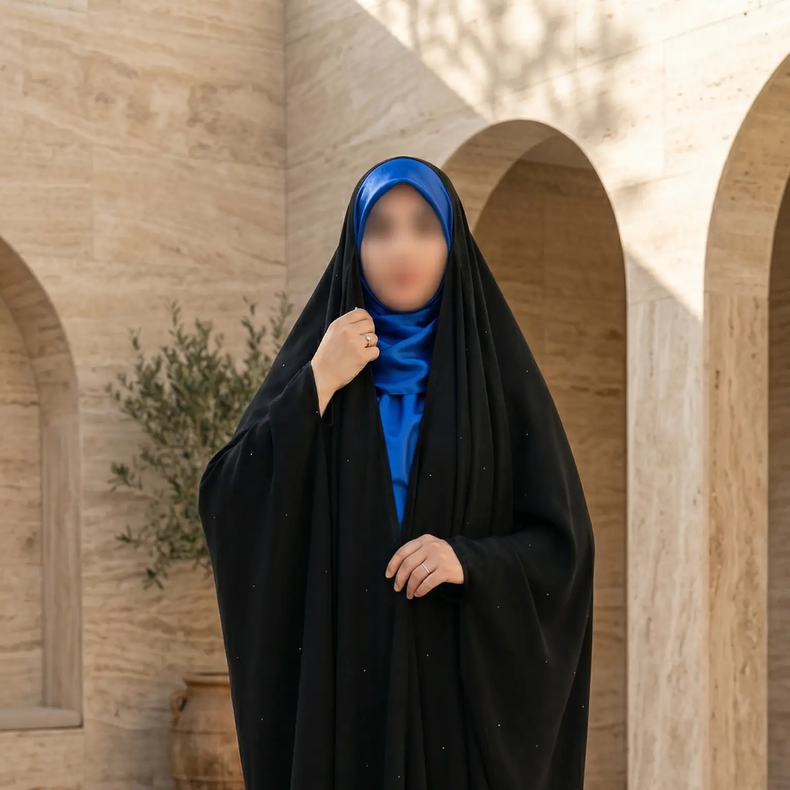 JNB0 نمای جلو چادر جده نگین بارانی برند الزینب