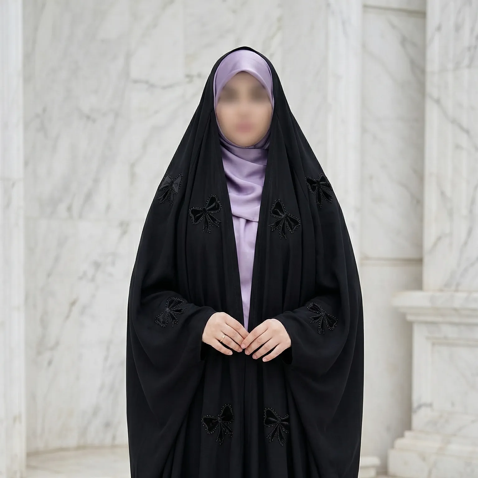 JP00 چادر جده عربی پاپیون پراکنده مخمل و نگین برند حجاب الزینب